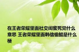 在王者荣耀里面社交闺蜜死党什么意思 王者荣耀里面韩信偷鲲是什么梗