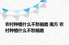 农村种植什么不愁销路 南方 农村种植什么不愁销路 