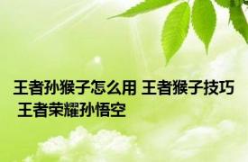 王者孙猴子怎么用 王者猴子技巧 王者荣耀孙悟空