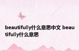 beautifully什么意思中文 beautifully什么意思