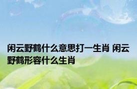 闲云野鹤什么意思打一生肖 闲云野鹤形容什么生肖 