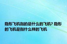 隐形飞机指的是什么的飞机? 隐形的飞机是指什么样的飞机