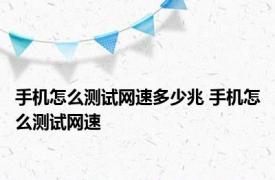 手机怎么测试网速多少兆 手机怎么测试网速 