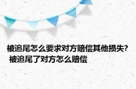 被追尾怎么要求对方赔偿其他损失? 被追尾了对方怎么赔偿