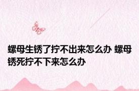 螺母生锈了拧不出来怎么办 螺母锈死拧不下来怎么办