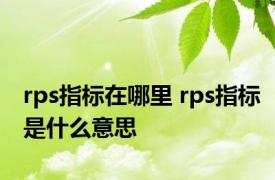 rps指标在哪里 rps指标是什么意思