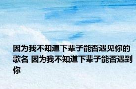 因为我不知道下辈子能否遇见你的歌名 因为我不知道下辈子能否遇到你 