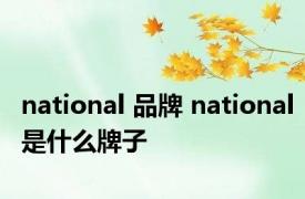 national 品牌 national是什么牌子