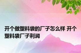 开个做塑料袋的厂子怎么样 开个塑料袋厂子利润 