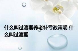 什么叫过渡期养老补亏政策呢 什么叫过渡期