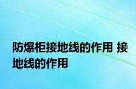 防爆柜接地线的作用 接地线的作用