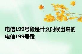 电信199号段是什么时候出来的 电信199号段 