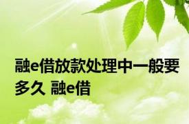 融e借放款处理中一般要多久 融e借 