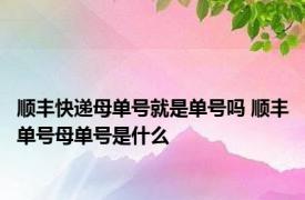 顺丰快递母单号就是单号吗 顺丰单号母单号是什么 