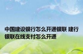 中国建设银行怎么开通银联 建行银联在线支付怎么开通