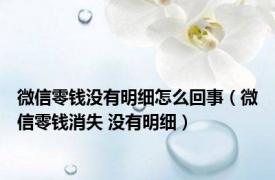 微信零钱没有明细怎么回事（微信零钱消失 没有明细）