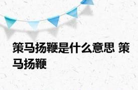 策马扬鞭是什么意思 策马扬鞭 