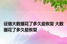 征信大数据花了多久能恢复 大数据花了多久能恢复