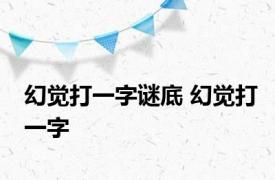 幻觉打一字谜底 幻觉打一字 