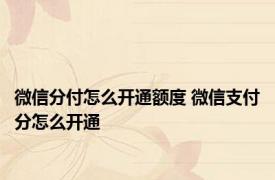 微信分付怎么开通额度 微信支付分怎么开通