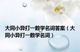 大同小异打一数学名词答案（大同小异打一数学名词）