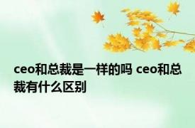 ceo和总裁是一样的吗 ceo和总裁有什么区别