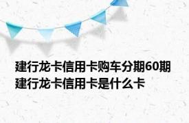 建行龙卡信用卡购车分期60期 建行龙卡信用卡是什么卡