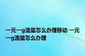 一元一g流量怎么办理移动 一元一g流量怎么办理 