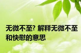 无微不至? 解释无微不至和快慰的意思