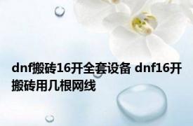 dnf搬砖16开全套设备 dnf16开搬砖用几根网线 