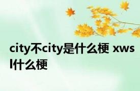 city不city是什么梗 xwsl什么梗 