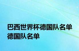 巴西世界杯德国队名单 德国队名单 