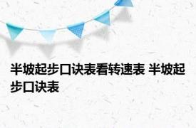 半坡起步口诀表看转速表 半坡起步口诀表 