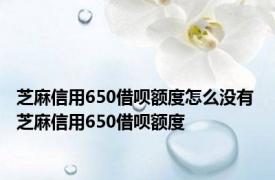 芝麻信用650借呗额度怎么没有 芝麻信用650借呗额度 