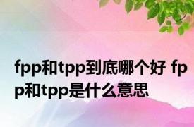 fpp和tpp到底哪个好 fpp和tpp是什么意思