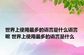 世界上使用最多的语言是什么语言呢 世界上使用最多的语言是什么