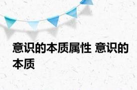 意识的本质属性 意识的本质 