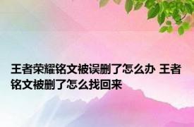 王者荣耀铭文被误删了怎么办 王者铭文被删了怎么找回来