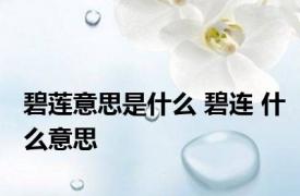 碧莲意思是什么 碧连 什么意思