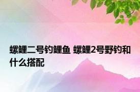 螺鲤二号钓鲤鱼 螺鲤2号野钓和什么搭配