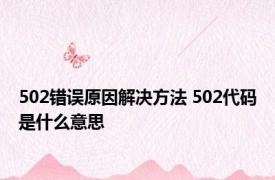 502错误原因解决方法 502代码是什么意思