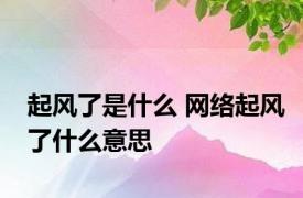 起风了是什么 网络起风了什么意思 