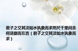 君子之交其淡如水执象而求咫尺千里问余何适廓而忘言（君子之交其淡如水执象而求）