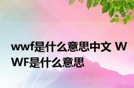 wwf是什么意思中文 WWF是什么意思