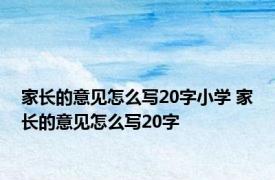 家长的意见怎么写20字小学 家长的意见怎么写20字 