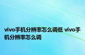 vivo手机分辨率怎么调低 vivo手机分辨率怎么调 