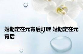 婚期定在元宵后灯谜 婚期定在元宵后 