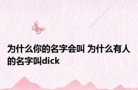 为什么你的名字会叫 为什么有人的名字叫dick