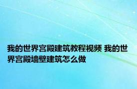 我的世界宫殿建筑教程视频 我的世界宫殿墙壁建筑怎么做