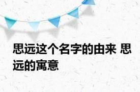 思远这个名字的由来 思远的寓意